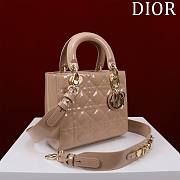 Small Lady Dior Bag Rose Des Vents Patent Cannage Calfskin Size 20 x 17 x 8 cm - 2