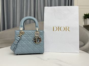 Small Lady Dior My ABCDIOR Bag Sky Blue Cannage Lambskin Size 20x17x8 cm