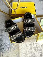 Fendi Feel Brown Fabric Slides - 2