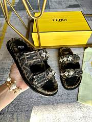 Fendi Feel Brown Fabric Slides - 3