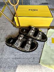 Fendi Feel Brown Fabric Slides - 4