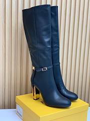 Fendi Delfina Black Leather High-Heeled Boots - 2
