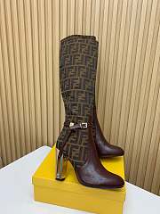 Fendi Delfina Brown Leather High-Heeled Boots - 1