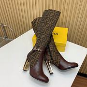 Fendi Delfina Brown Leather High-Heeled Boots - 4