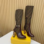 Fendi Delfina Brown Leather High-Heeled Boots - 3