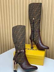 Fendi Delfina Brown Leather High-Heeled Boots - 2