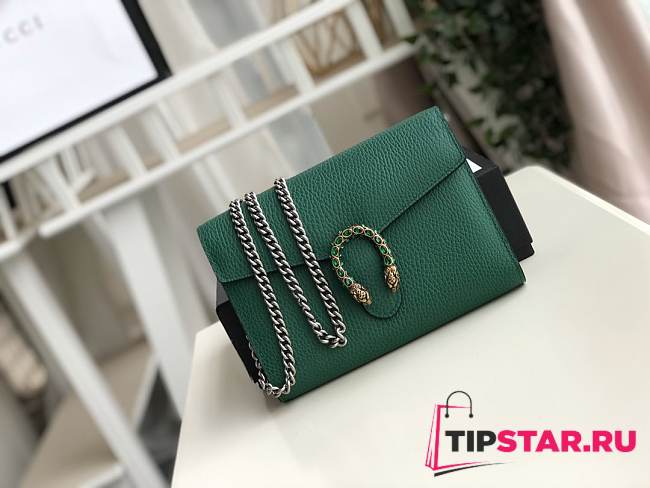 Gucci Dionysus Leather Mini Chain Bag Green 401231 Size 20x13x6 cm - 1