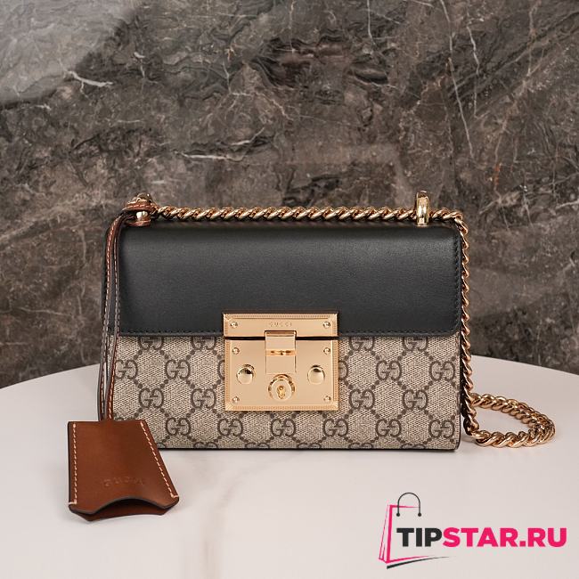 Gucci Padlock Small GG Shoulder Bag Black ‎409487 Size 20x12x8cm - 1