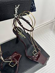 YSL Nova Sandals In Patent Leather Dark Red - 4