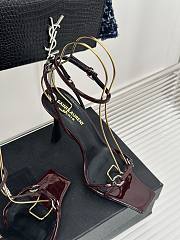 YSL Nova Sandals In Patent Leather Dark Red - 3