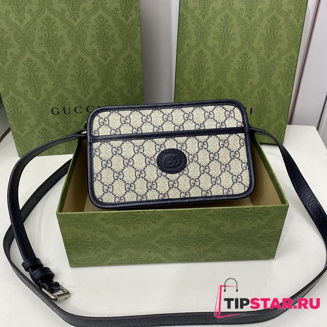 Gucci Mini Bag With Interlocking G 658572 Dark Blue Size 22.5x14x7cm - 1