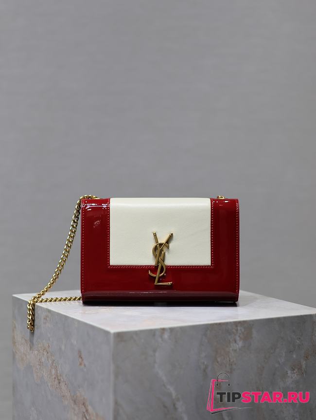 YSL Kate Small In Nappa Leather White/Red 742580 Size 20x13.5x6cm - 1