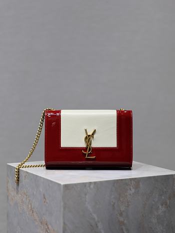 YSL Kate Small In Nappa Leather White/Red 742580 Size 20x13.5x6cm