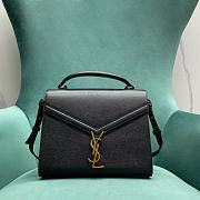 YSL Cassandra Medium Top Handle Bag In Grain De Poudre Embossed Leather 623931 Black Size 24,5 X 20 X 11,5 CM - 1