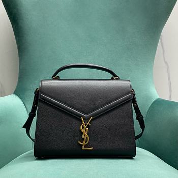 YSL Cassandra Medium Top Handle Bag In Grain De Poudre Embossed Leather 623931 Black Size 24,5 X 20 X 11,5 CM