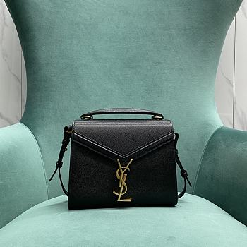 YSL Cassandra Mini Top Handle Bag In Grain De Poudre Embossed Leather 623930 Black Size 20 X 16 X 7,5 CM