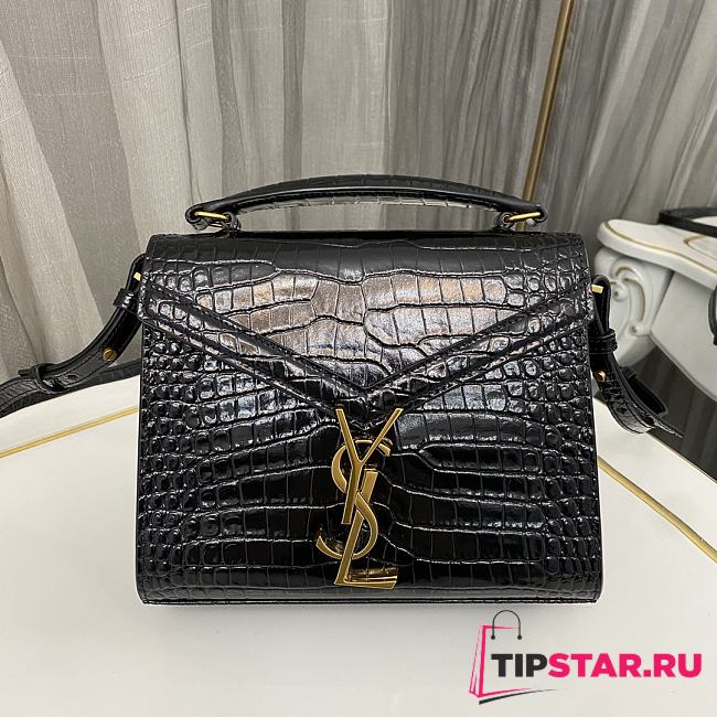 YSL Cassandra Mini Top Handle Bag In Crocodile-Embossed Shiny Leather 623930 Size 20 X 16 X 7,5 CM - 1