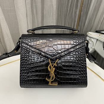 YSL Cassandra Mini Top Handle Bag In Crocodile-Embossed Shiny Leather 623930 Size 20 X 16 X 7,5 CM