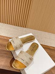 Dior Dway Slide Gold-Tone Cotton Embroidered with Metallic Thread and Strass - 3