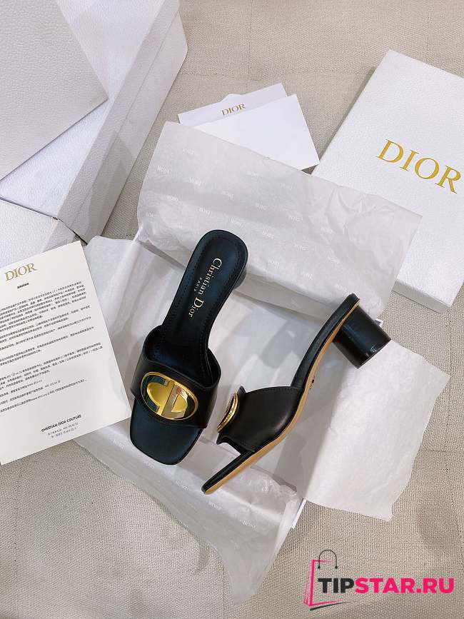 Forever Dior Heeled Slide Black Calfskin - 1
