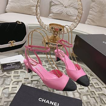 Chanel G45370 Slingbacks Coral Pink & Black