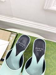 Gucci Women's Interlocking G Heel Sandal Light Green ‎772569 - 4