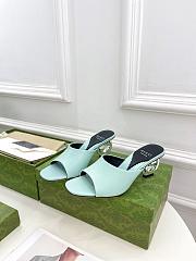 Gucci Women's Interlocking G Heel Sandal Light Green ‎772569 - 5