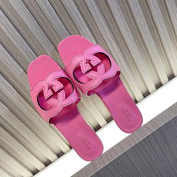 Gucci Women's Interlocking G Cut-Out Slide Sandal Pink 742058