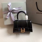 Balenciaga Hourglass XS Handbag In Black Shiny Box Calfskin Size 19cmx8x13cm - 1