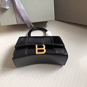 Balenciaga Hourglass XS Handbag In Black Shiny Box Calfskin Size 19cmx8x13cm - 4