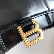 Balenciaga Hourglass XS Handbag In Black Shiny Box Calfskin Size 19cmx8x13cm - 3