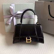 Balenciaga Hourglass Small Handbag In Black Shiny Box Calfskin Size 23x10x14cm - 1