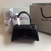 Balenciaga Hourglass Small Handbag In Black Shiny Box Calfskin Size 23x10x14cm - 2