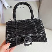 Balenciaga Women's Hourglass Xs Handbag With Rhinestones In Black Size 19x8x13cm - 3