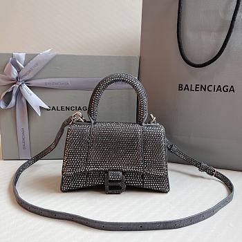 Balenciaga Women's Hourglass Xs Handbag With Rhinestones In Dark Grey Size 19x8x13cm