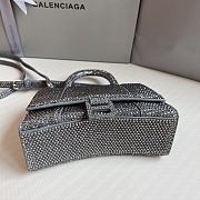 Balenciaga Women's Hourglass Xs Handbag With Rhinestones In Dark Grey Size 19x8x13cm - 3