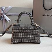 Balenciaga Women's Hourglass Xs Handbag With Rhinestones In Dark Grey Size 19x8x13cm - 2
