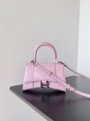 Balenciaga Women's Hourglass Xs Handbag Crocodile Embossed In Pink Size 19x8x21cm