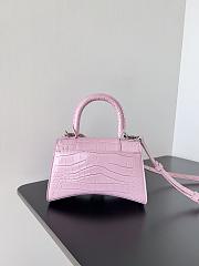 Balenciaga Women's Hourglass Xs Handbag Crocodile Embossed In Pink Size 19x8x21cm - 3