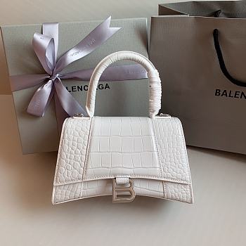 Balenciaga Women's Hourglass Small Handbag Crocodile Embossed In White Size 23x10x24cm