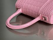 Balenciaga Women's Hourglass Small Handbag Crocodile Embossed In Pink Size 23x10x24cm - 5