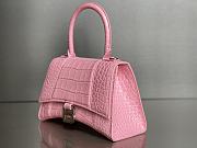 Balenciaga Women's Hourglass Small Handbag Crocodile Embossed In Pink Size 23x10x24cm - 4