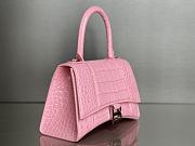 Balenciaga Women's Hourglass Small Handbag Crocodile Embossed In Pink Size 23x10x24cm - 2