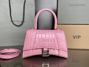 Balenciaga Women's Hourglass Small Handbag Crocodile Embossed In Pink Size 23x10x24cm - 1