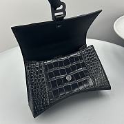 Balenciaga Women's Hourglass Small Handbag Crocodile Embossed In Black Size 23x10x24cm - 5