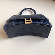 Balenciaga Women's Hourglass Small Handbag Crocodile Embossed In Navy Size 23x10x24cm - 4