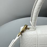 Balenciaga Women's Hourglass Small Handbag Crocodile Embossed White/Gold Hardware Size 23x10x24cm - 5