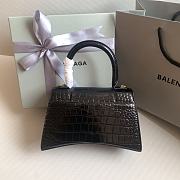 Balenciaga Women's Hourglass Small Handbag Crocodile Embossed Black/Gold Hardware Size 23x10x24cm - 5