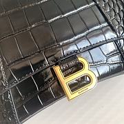 Balenciaga Women's Hourglass Small Handbag Crocodile Embossed Black/Gold Hardware Size 23x10x24cm - 3