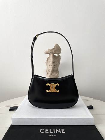 Celine Medium Tilly Bag In Shiny Calfskin Black Size 22 X 13.5 X 4 CM